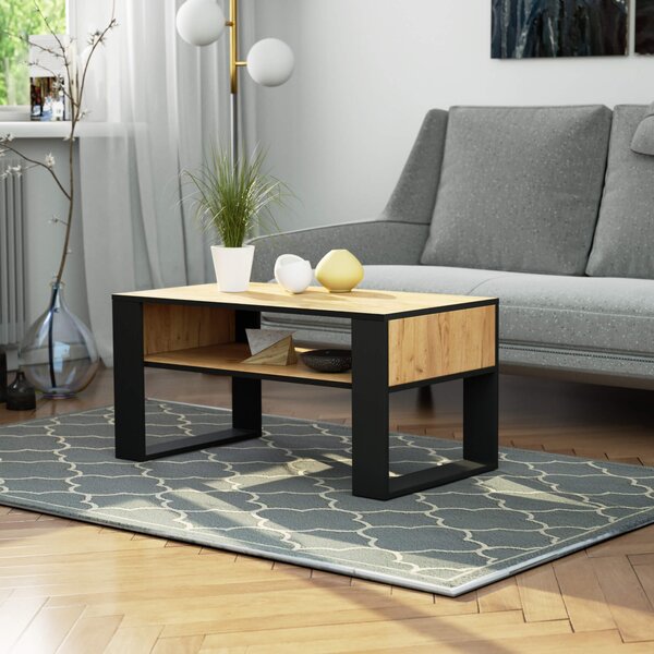 Ak furniture Konferenční stolek DOMI dub craft zlatý/černý