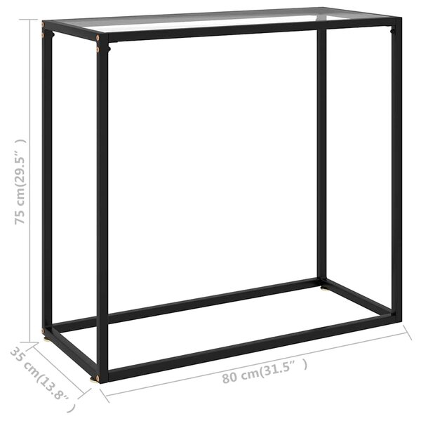 Konzolový stolek transparentní 80 x 35 x 75 cm tvrzené sklo 322807
