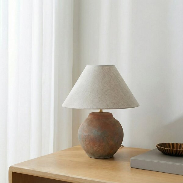 Stolní lampa Lucande, Thalorin, Hnědá / Rezavá, Obývací pokoj, Keramika, Skandinávský