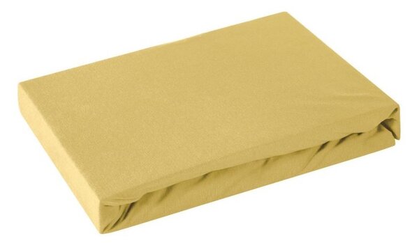 Jersey napínací prostěradlo GOLD mustard/hořčicová, různé rozměry, 100% bavlna, MyBestHome Rozměr prostěradla: na matraci 90x200 cm + 25 cm