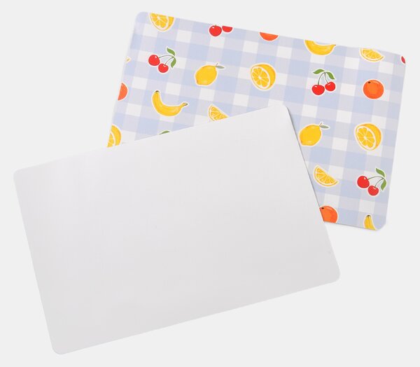 Sinsay - Kostkované prostírání s motivem ovoce 2 pack - světle modrá