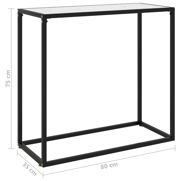 Konzolový stolek bílý 80 x 35 x 75 cm tvrzené sklo 322809