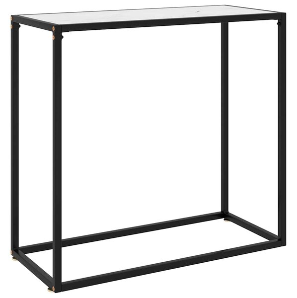 Konzolový stolek bílý 80 x 35 x 75 cm tvrzené sklo 322809