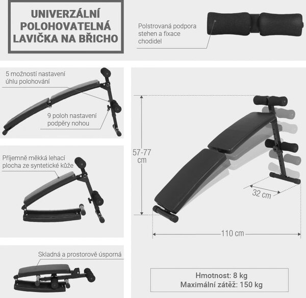 Gorilla Sports Univerzální polohovatelná lavička na břicho