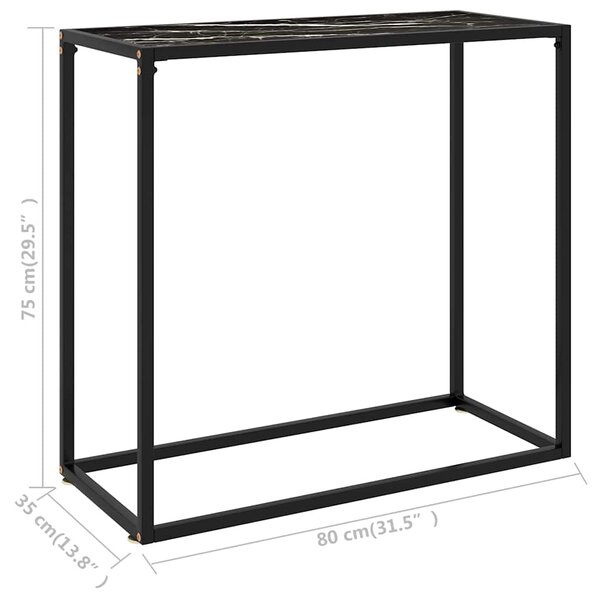 Konzolový stolek černý 80 x 35 x 75 cm tvrzené sklo 322810