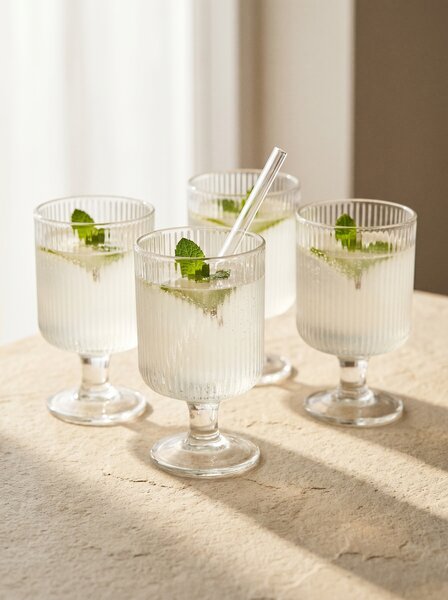Sinsay - Rýhované sklenice na nožce 4 pack - clear