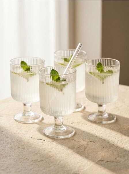 Sinsay - Rýhované sklenice na nožce 4 pack - clear