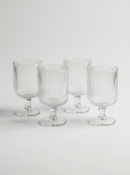Sinsay - Rýhované sklenice na nožce 4 pack - clear