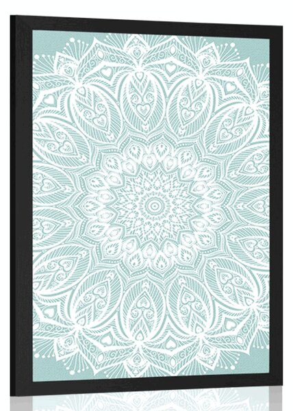 Plakát detail Mandala harmonie na modrém pozadí