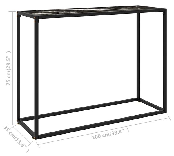 Konzolový stolek černý 100 x 35 x 75 cm tvrzené sklo 322814