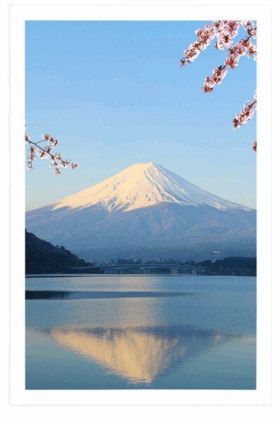 Plakát výhled z jezera na Fuji