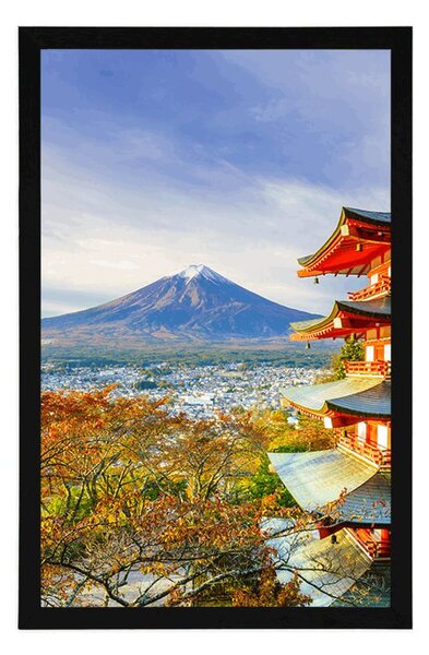 Plakát výhled na Chureito Pagoda a horu Fuji