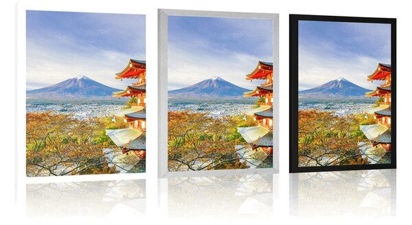 Plakát výhled na Chureito Pagoda a horu Fuji