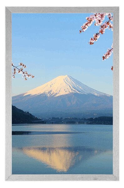 Plakát výhled z jezera na Fuji