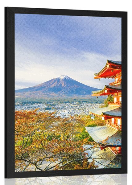 Plakát výhled na Chureito Pagoda a horu Fuji