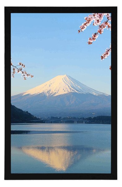 Plakát výhled z jezera na Fuji