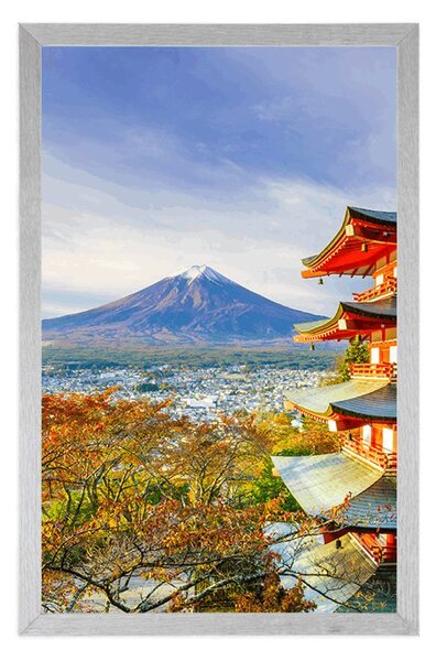 Plakát výhled na Chureito Pagoda a horu Fuji