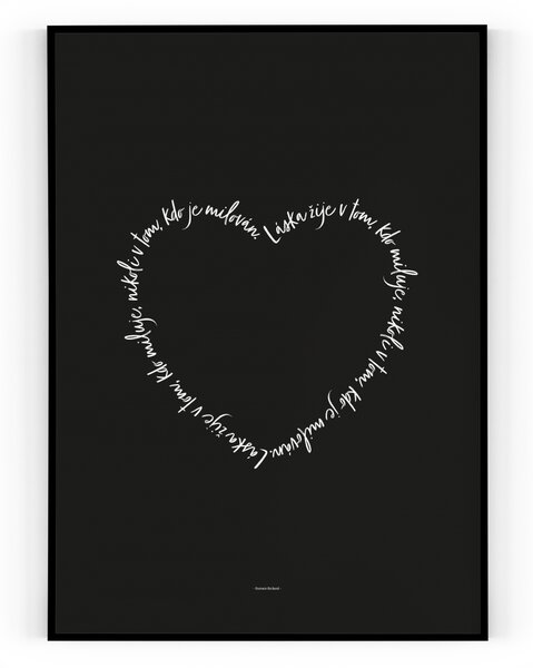 Plakát / Obraz Srdce Černá Pololesklý saténový papír o gramáži 200 g/m² A4 - 21 x 29,7 cm