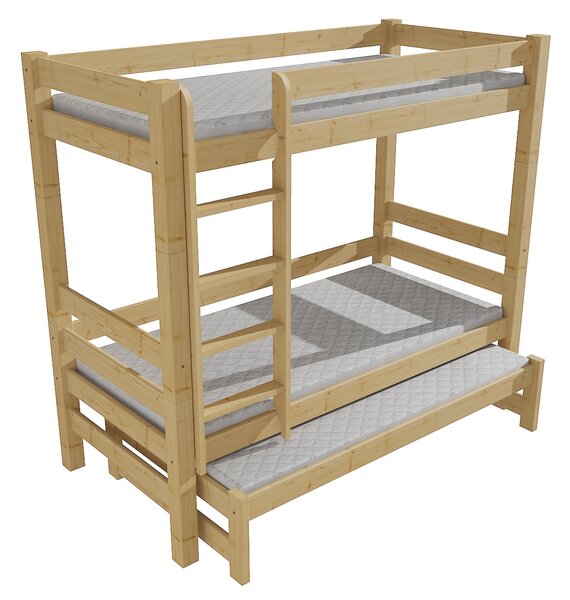 Vomaks Patrová postel s výsuvnou přistýlkou 8X8 13A Rozměr: 80 x 180 cm, Barva: surové dřevo