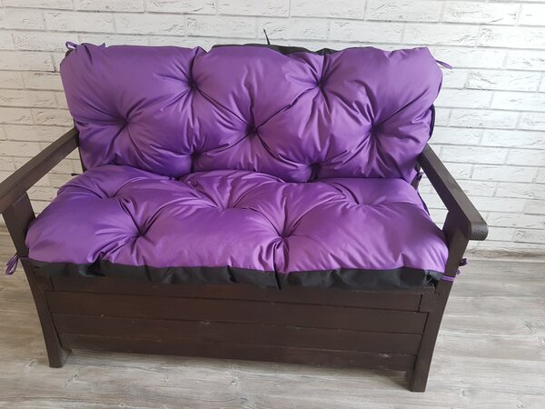 Prošívané sezení JONAS color 29 FIALOVÁ různé rozměry, polstr na zahradní lavici - sedák s opěrkou, Mybesthome Rozměr: 150x60x50 cm