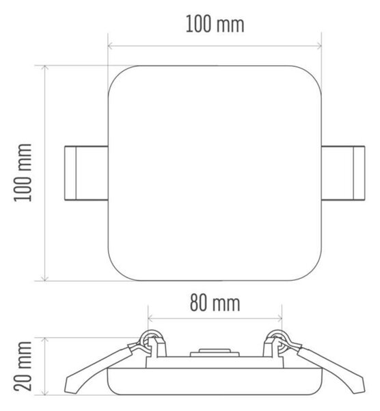 EMOS Lighting LED panel 100×100, čtvercový vestavný bílý, 8W neutr.b.,IP65 1540210820