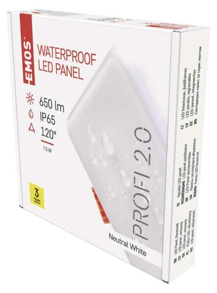 EMOS Lighting LED panel 100×100, čtvercový vestavný bílý, 8W neutr.b.,IP65 1540210820