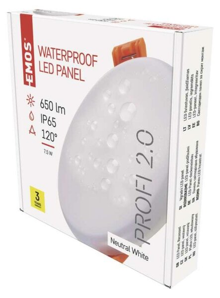 EMOS Lighting LED panel 100mm, kruhový vestavný bílý, 8W neut. bíla, IP65 1540110820