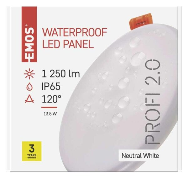 EMOS Lighting LED panel 155mm, kruhový vestavný bílý, 13W neutr. b., IP65 1540111520