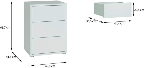 NOČNÍ STOLEK, světle šedá, 50/69/42 cm Carryhome - Online Only noční stolky, Online Only