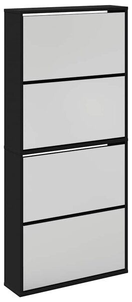 Botník se zrcadlem 4patrový černý 63 x 17 x 134 cm 3228274