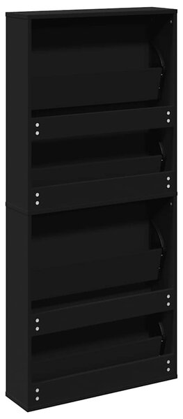 Botník se zrcadlem 4patrový černý 63 x 17 x 134 cm 3228274