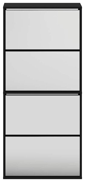 Botník se zrcadlem 4patrový černý 63 x 17 x 134 cm 3228274