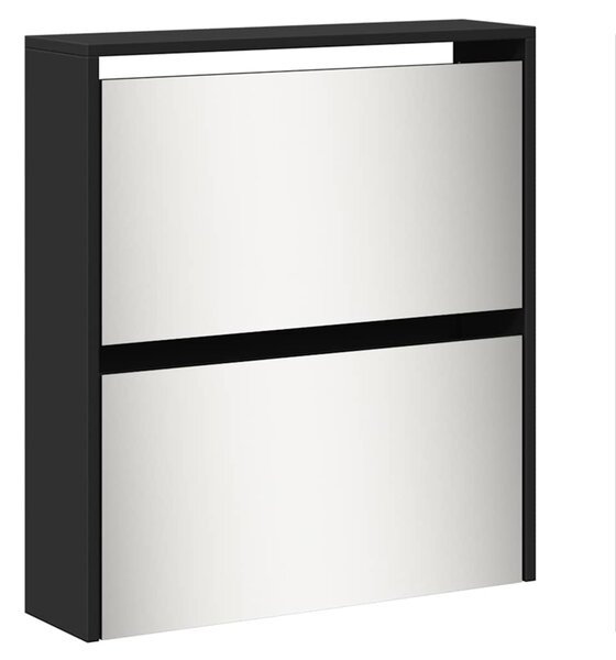 Botník se zrcadlem 5patrový černý 63 x 17 x 169,5 cm 3228280