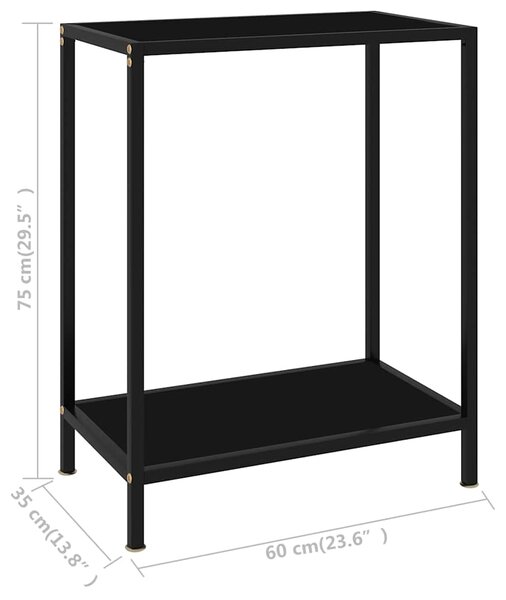 Konzolový stolek černý 60 x 35 x 75 cm tvrzené sklo 322828