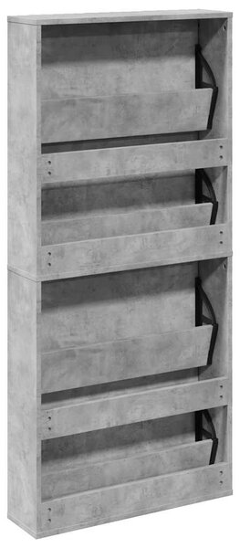 Botník se zrcadlem 4patrový betonově šedý 63 x 17 x 134 cm 3228275