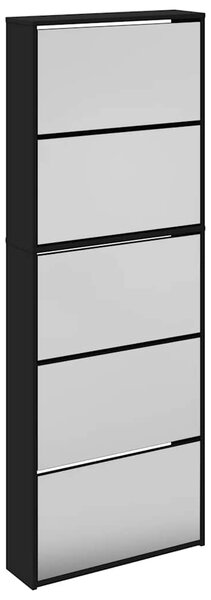 Botník se zrcadlem 5patrový černý 63 x 17 x 169,5 cm 3228280