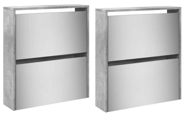 Botník se zrcadlem 4patrový betonově šedý 63 x 17 x 134 cm 3228275