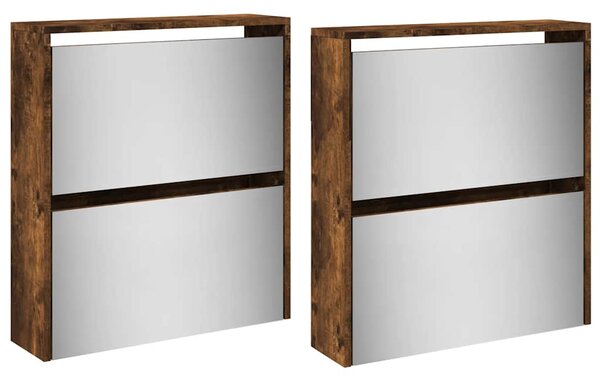 Botník se zrcadlem 4patrový kouřový dub 63 x 17 x 134 cm 3228277