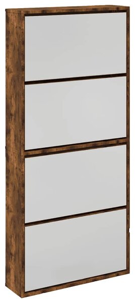 Botník se zrcadlem 4patrový kouřový dub 63 x 17 x 134 cm 3228277