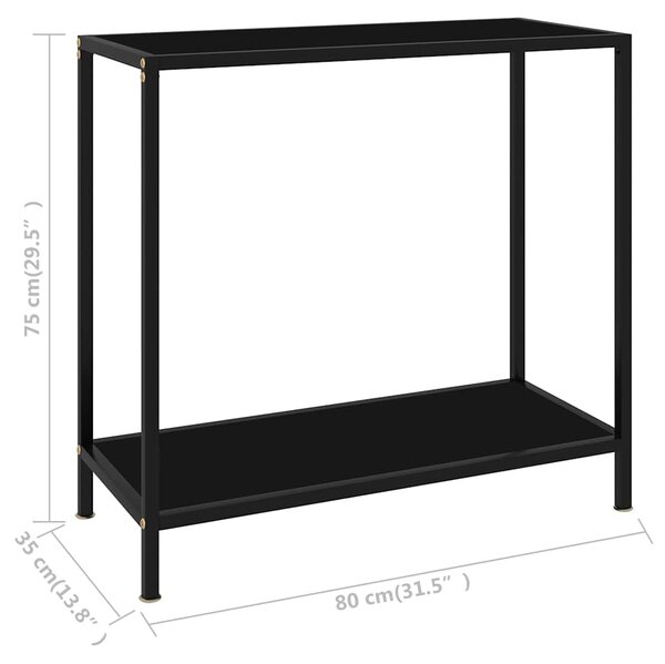 Konzolový stolek černý 80 x 35 x 75 cm tvrzené sklo 322832