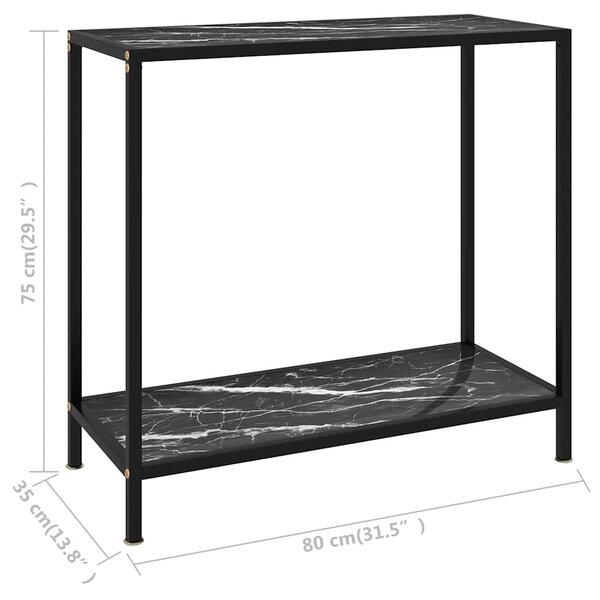 Konzolový stolek černý 80 x 35 x 75 cm tvrzené sklo 322834