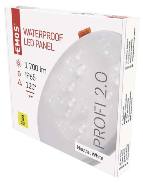 EMOS Lighting LED panel 185mm, kruhový vestavný bílý, 18W neutr. b., IP65 1540112220