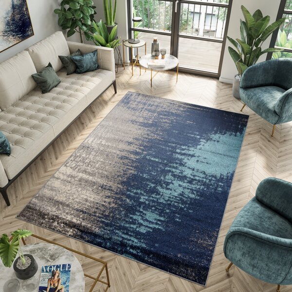 Makro Abra Moderní kusový koberec SPRING H172A tmavě modrý Rozměr: 70x250 cm