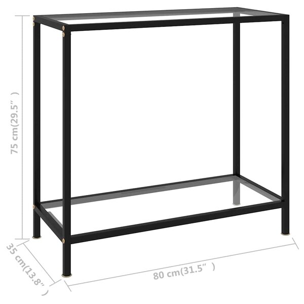 Konzolový stolek transparentní 80 x 35 x 75 cm tvrzené sklo 322831