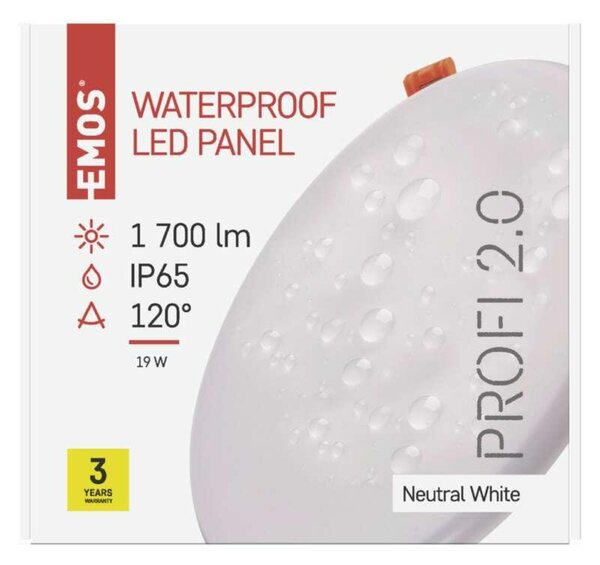 EMOS Lighting LED panel 185mm, kruhový vestavný bílý, 18W neutr. b., IP65 1540112220