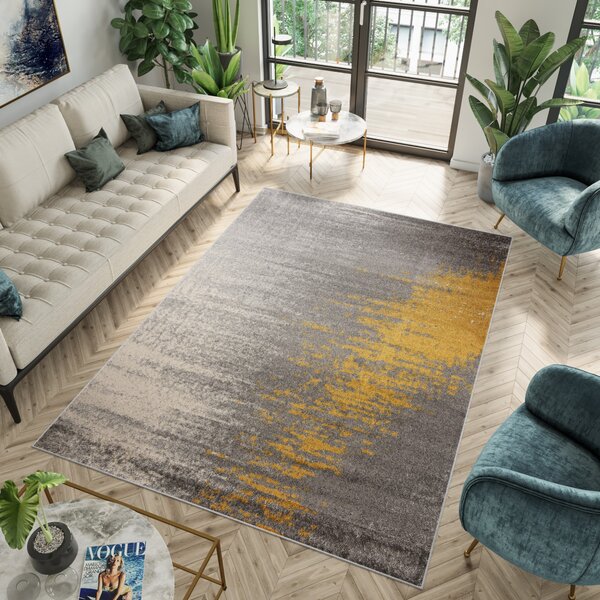 Makro Abra Moderní kusový koberec SPRING H172A tmavě žlutý Rozměr: 70x200 cm