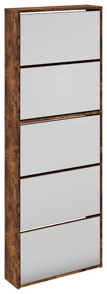 Botník se zrcadlem 5patrový kouřový dub 63 x 17 x 169,5 cm 3228283