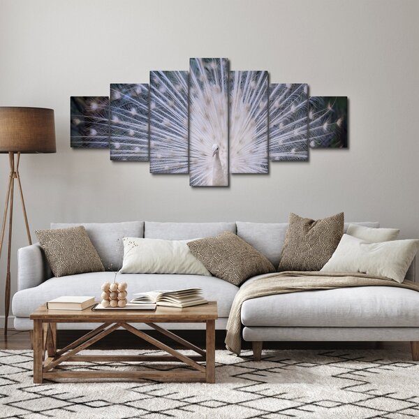 Obraz - Bílý páv (210x100 cm)