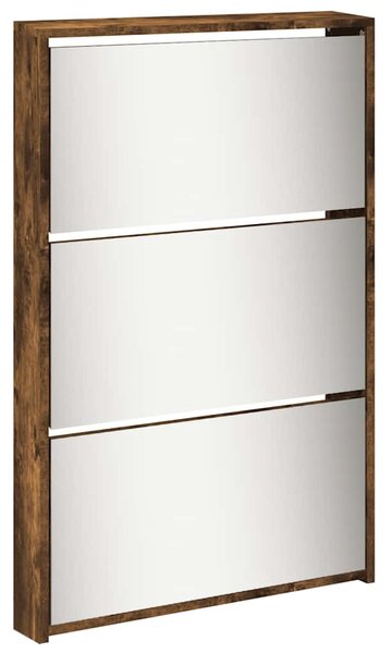 Botník se zrcadlem 5patrový kouřový dub 63 x 17 x 169,5 cm 3228283