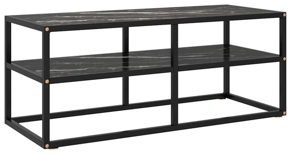 TV stolek černý s černým mramorovým sklem 100 x 40 x 40 cm 322858